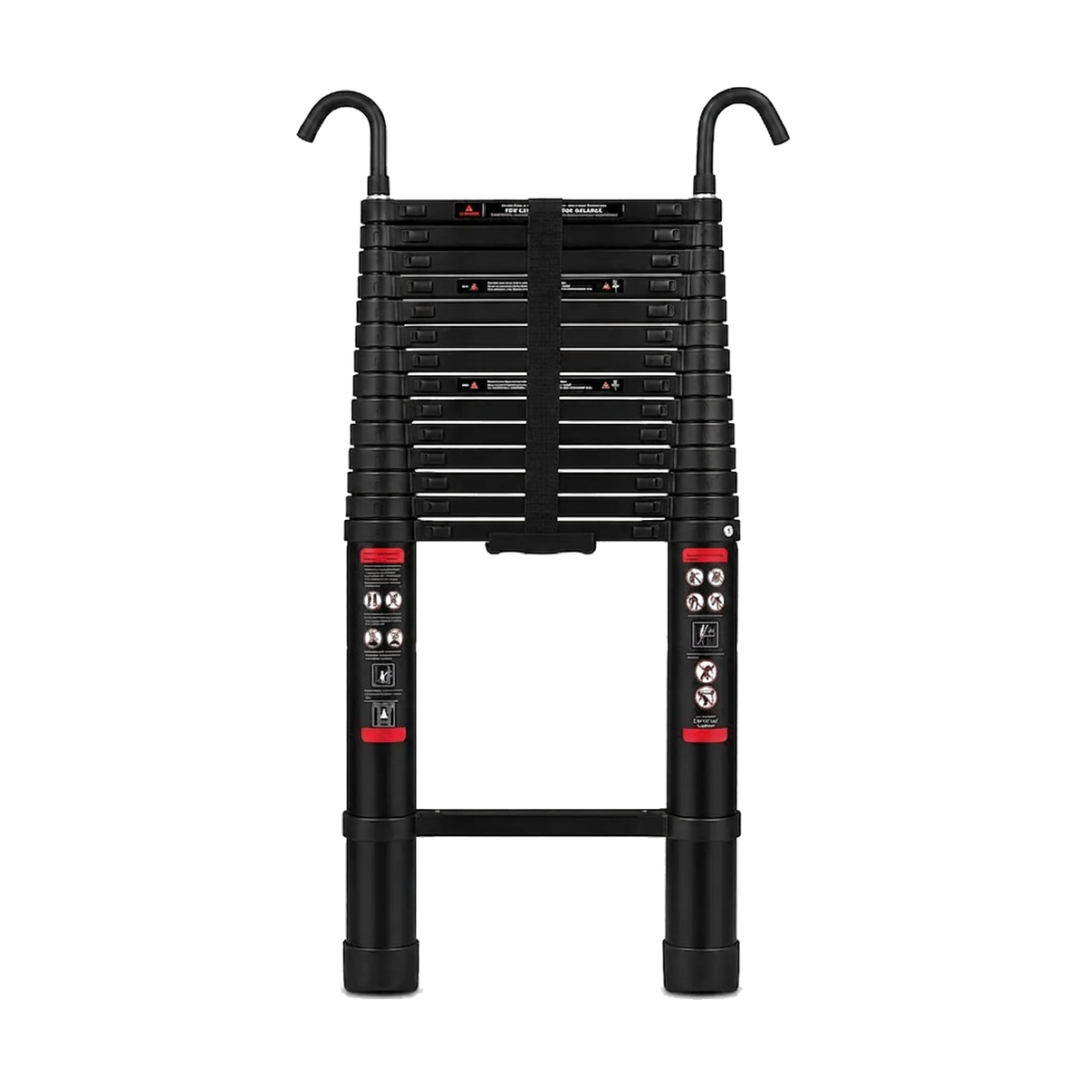 Telescoopladder 6,2 m Aluminium Zwart met Dakhaken