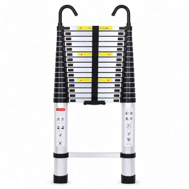 Telescoopladder 6,3 m RVS met Dakhaken