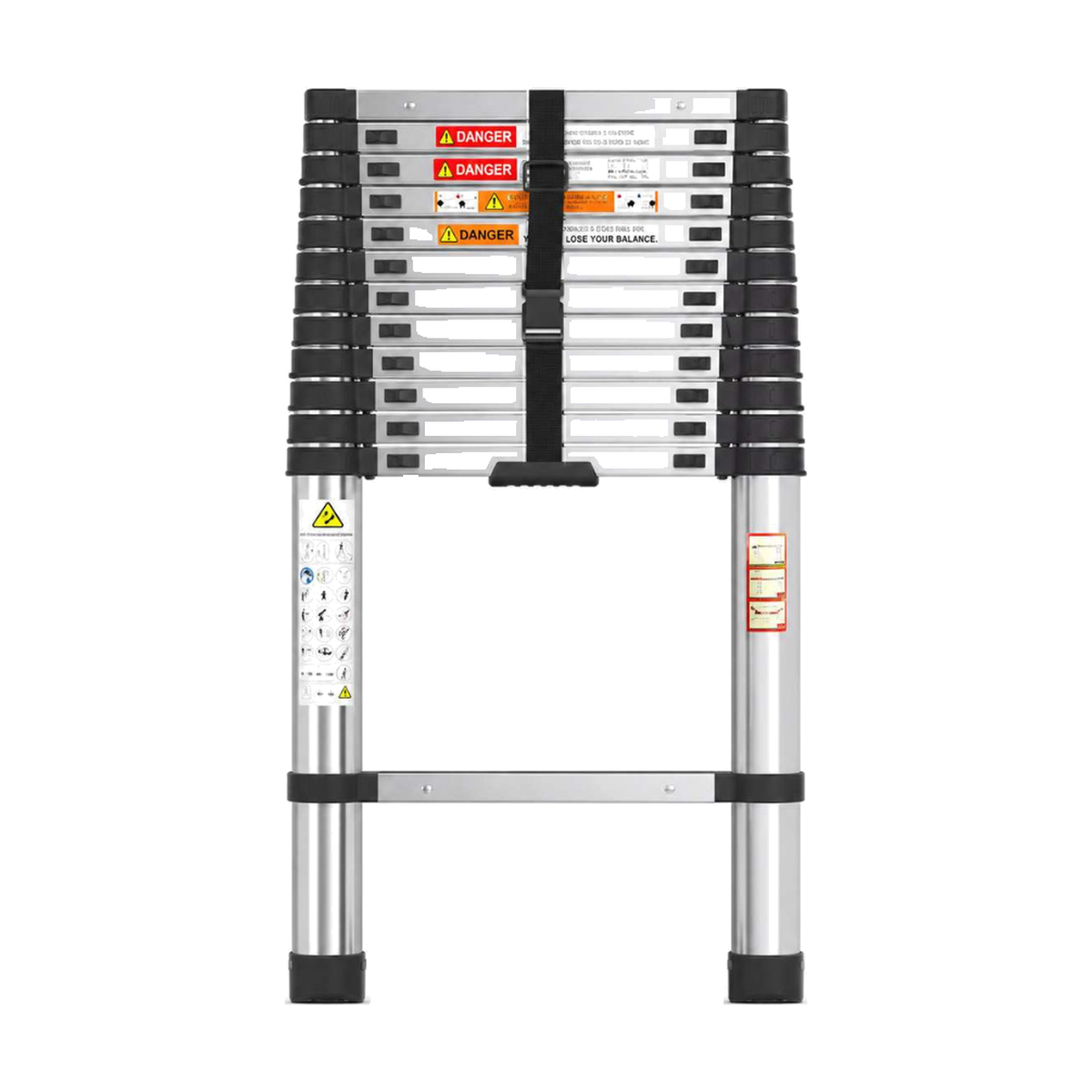 Telescoopladder 3,8 m RVS Inklapbaar