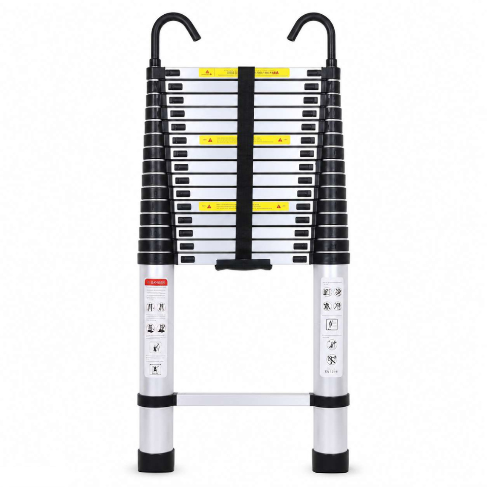 Telescoopladder 6,3 m RVS met Dakhaken